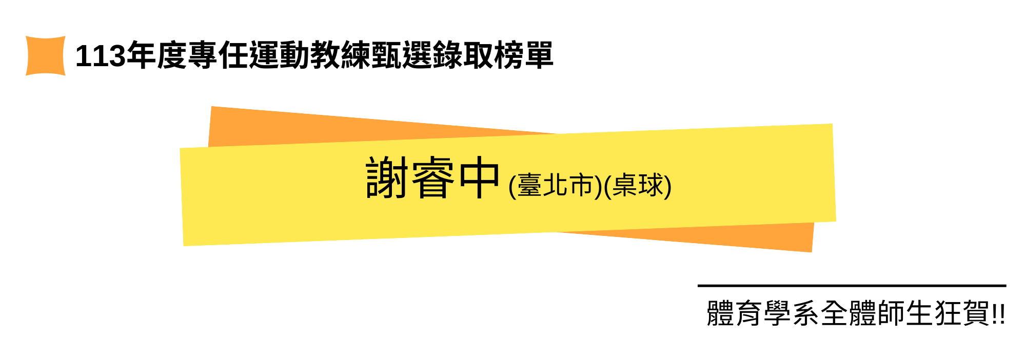 113年度專任運動教練甄選榜單